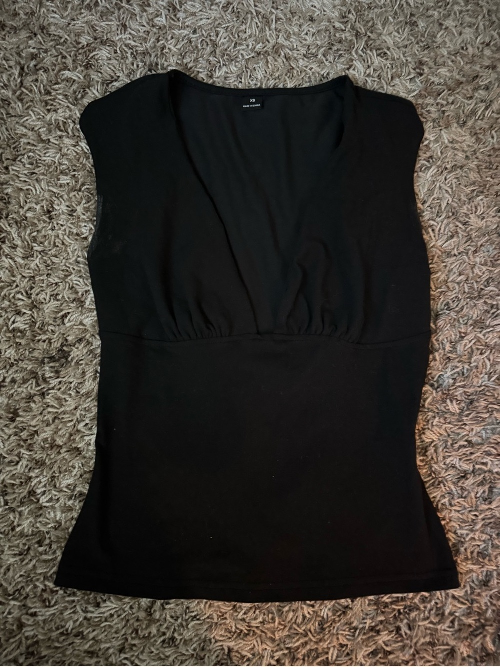 Sleeveless V-Neck Black Women's Top